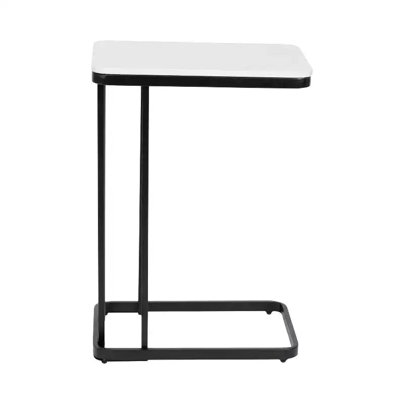 Cultured Marble Metal C-Table Accent Side Table