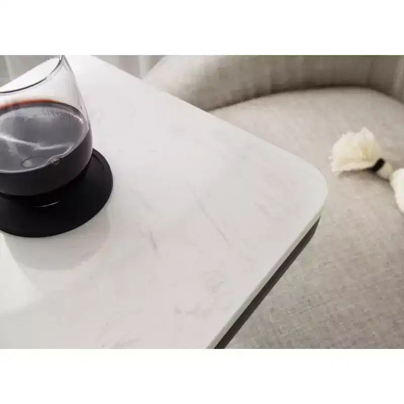 Cultured Marble Metal C-Table Accent Side Table