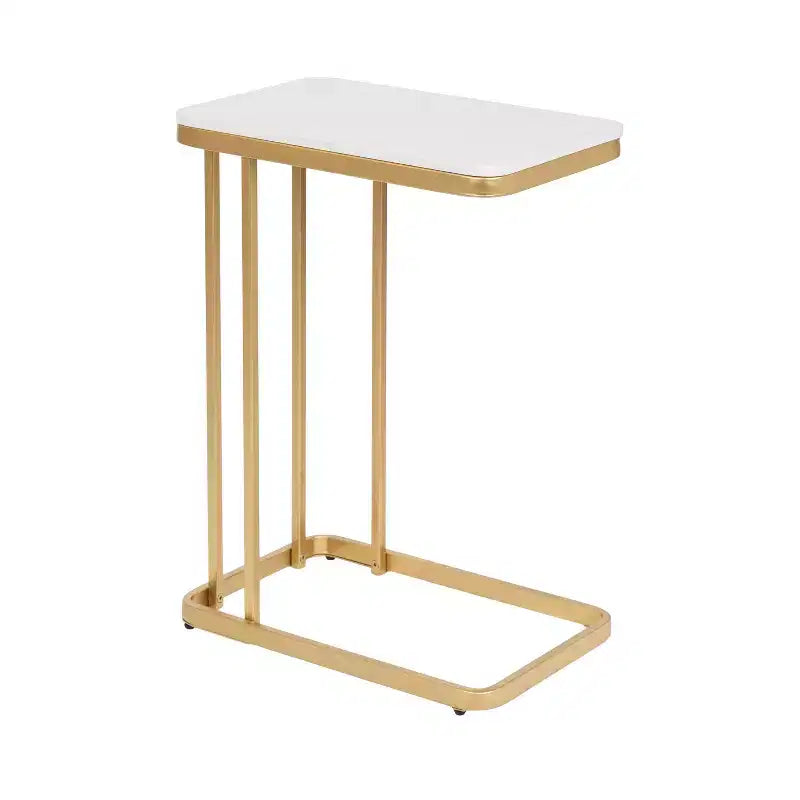 Cultured Marble Metal C-Table Accent Side Table