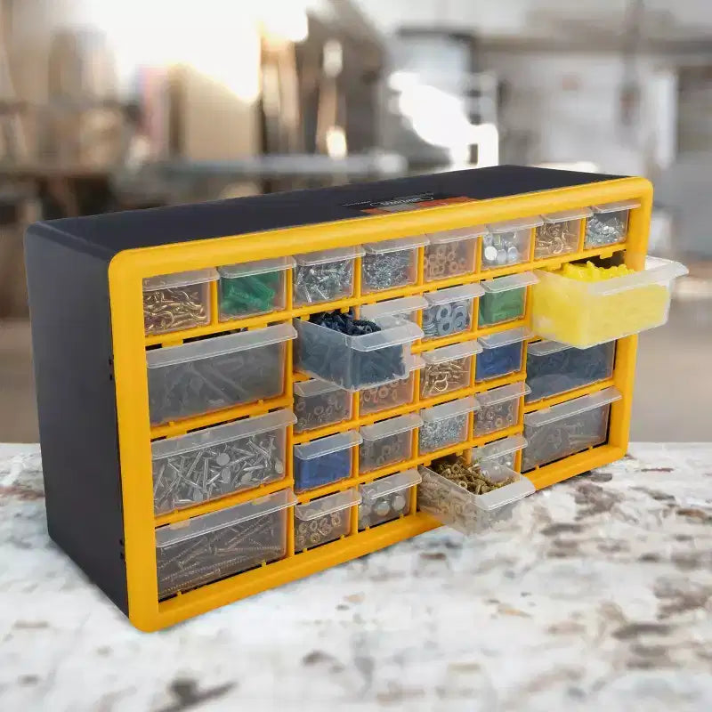 30-Drawer Small Parts Organizer, Desktop Storage for Hardware, Crafts and Tools, Yellow