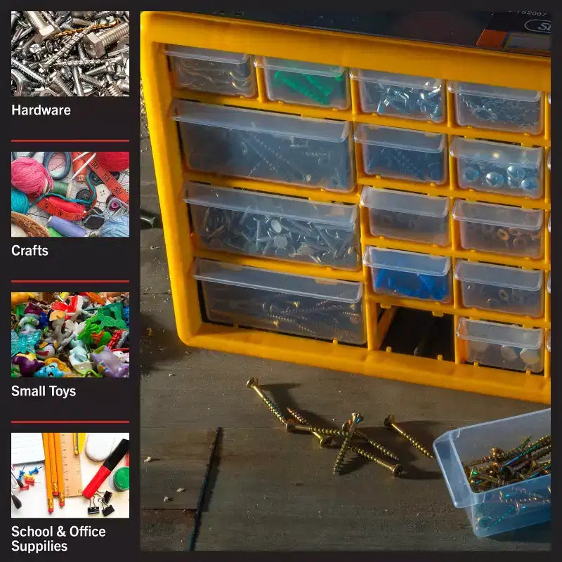 30-Drawer Small Parts Organizer, Desktop Storage for Hardware, Crafts and Tools, Yellow