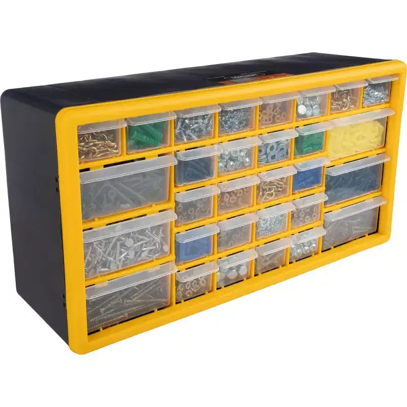 30-Drawer Small Parts Organizer, Desktop Storage for Hardware, Crafts and Tools, Yellow