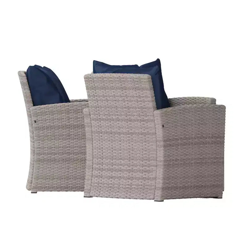 Merrick Lane Ensemble de mobilier de jardin 4 pièces, causeuse contemporaine, 2 fauteuils et table basse avec coussins de dossier et d'assise