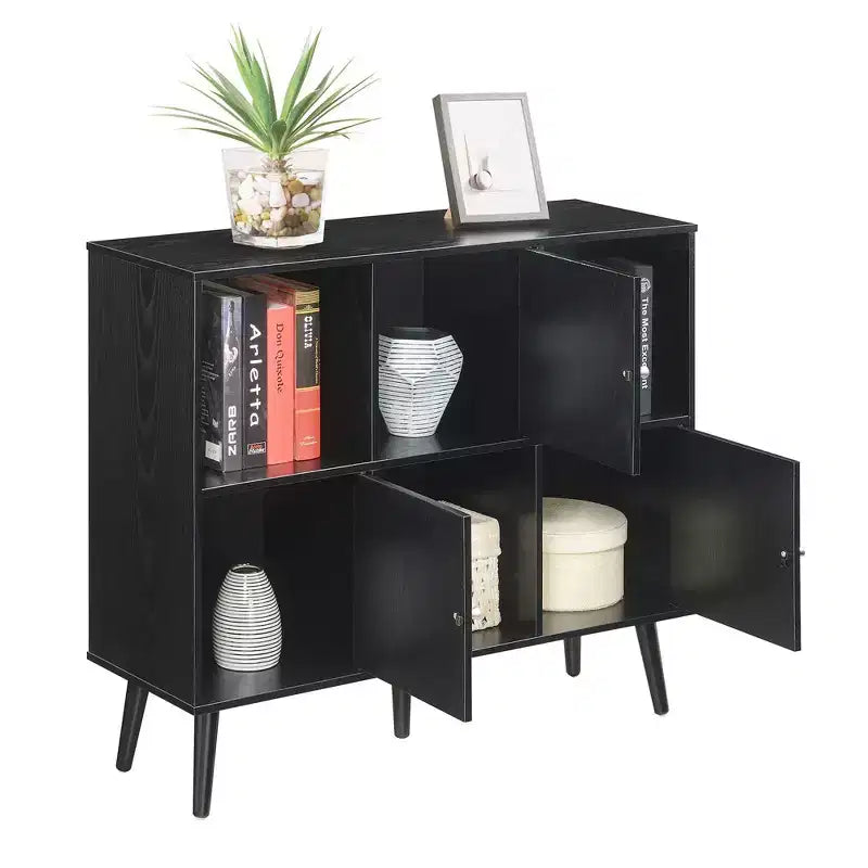 Storage Cube Organizer Sideboard Console Table with 3 Cubbies and 3 Cabinets