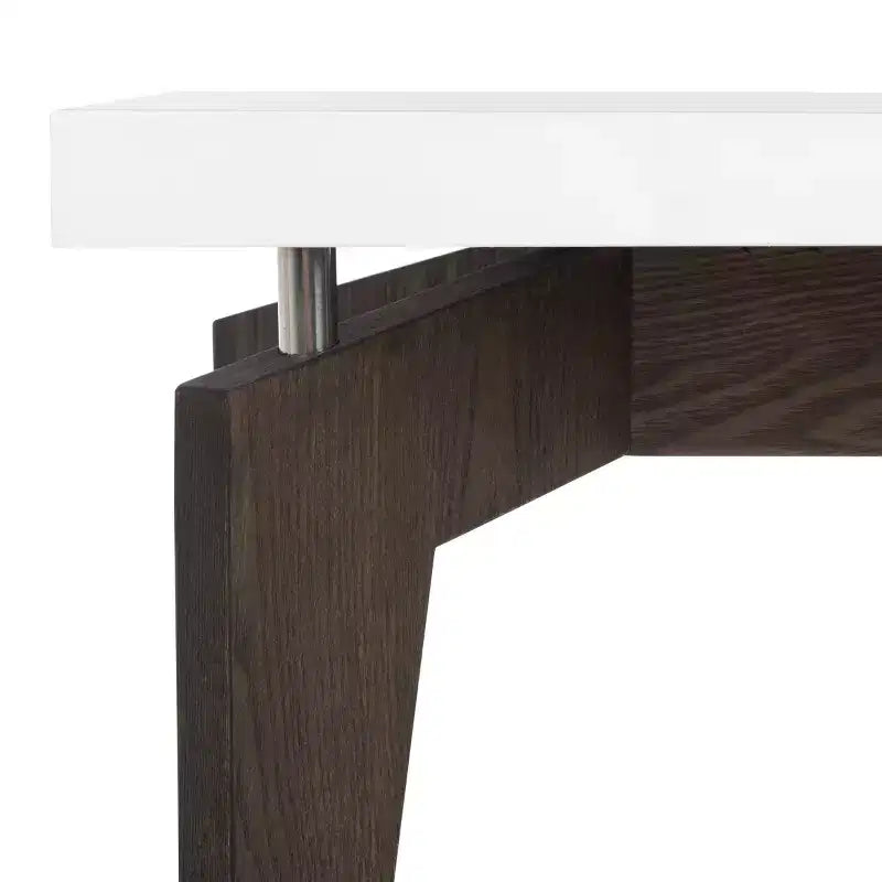 Two-Tone End Table, White and Dark Brown, Modern Accent Side Table for Living Room