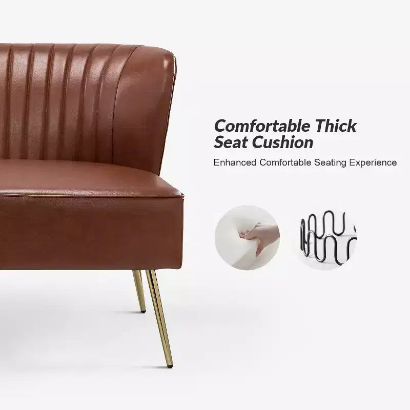 47" Contemporary Wingback Loveseat, Armless 2-Seater Sofa with Metal Legs for Living Room or Bedroom