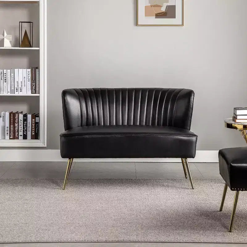 47" Contemporary Wingback Loveseat, Armless 2-Seater Sofa with Metal Legs for Living Room or Bedroom