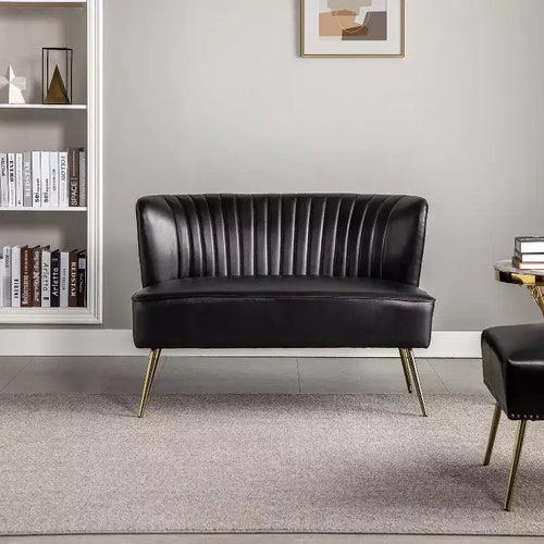 Causeuse contemporaine 47" avec dossier capitonné, canapé 2 places sans accoudoirs avec pieds en métal pour salon ou chambre à coucher