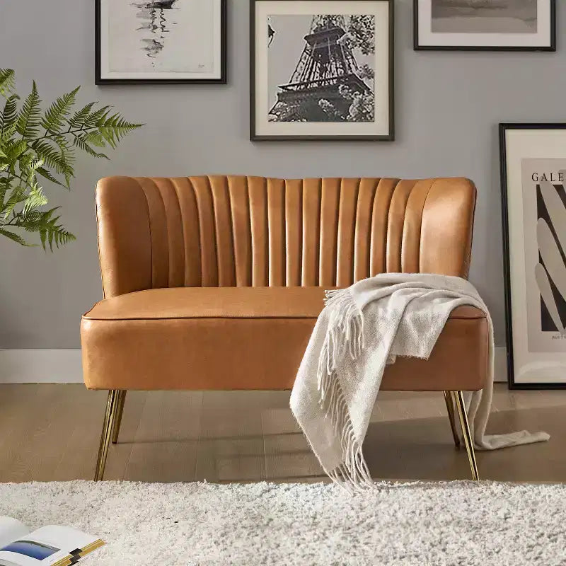 47" Contemporary Wingback Loveseat, Armless 2-Seater Sofa with Metal Legs for Living Room or Bedroom