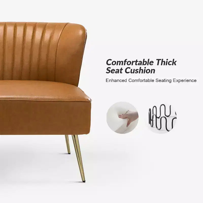 47" Contemporary Wingback Loveseat, Armless 2-Seater Sofa with Metal Legs for Living Room or Bedroom