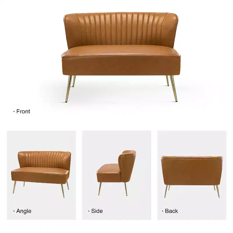 47" Contemporary Wingback Loveseat, Armless 2-Seater Sofa with Metal Legs for Living Room or Bedroom