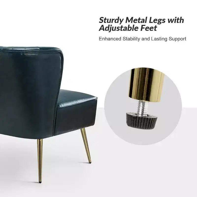 47" Contemporary Wingback Loveseat, Armless 2-Seater Sofa with Metal Legs for Living Room or Bedroom