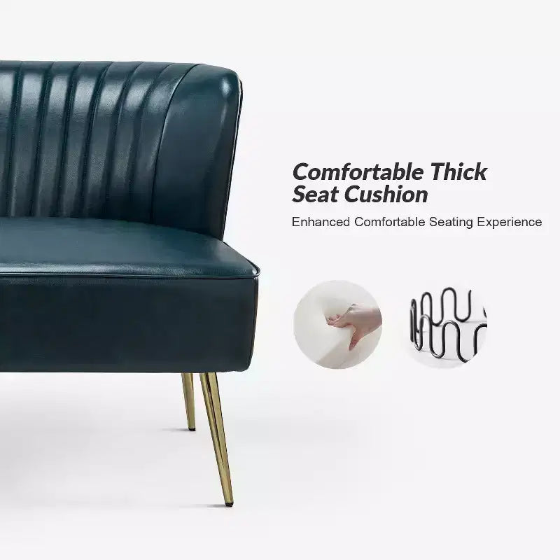 47" Contemporary Wingback Loveseat, Armless 2-Seater Sofa with Metal Legs for Living Room or Bedroom