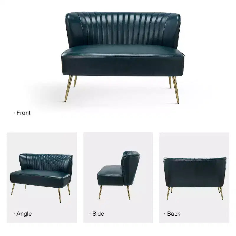 47" Contemporary Wingback Loveseat, Armless 2-Seater Sofa with Metal Legs for Living Room or Bedroom