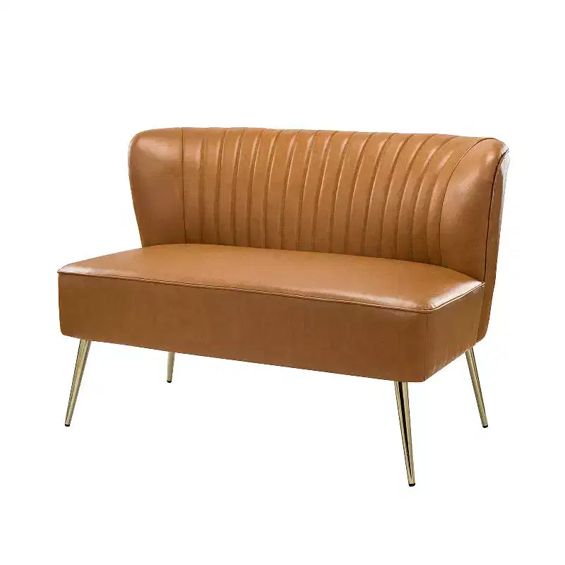 47" Contemporary Wingback Loveseat, Armless 2-Seater Sofa with Metal Legs for Living Room or Bedroom