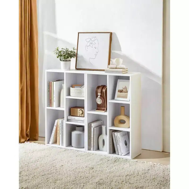 Bookcase with 5 Compartments, Freestanding Cube Organizer Display Shelf for Small Spaces, White