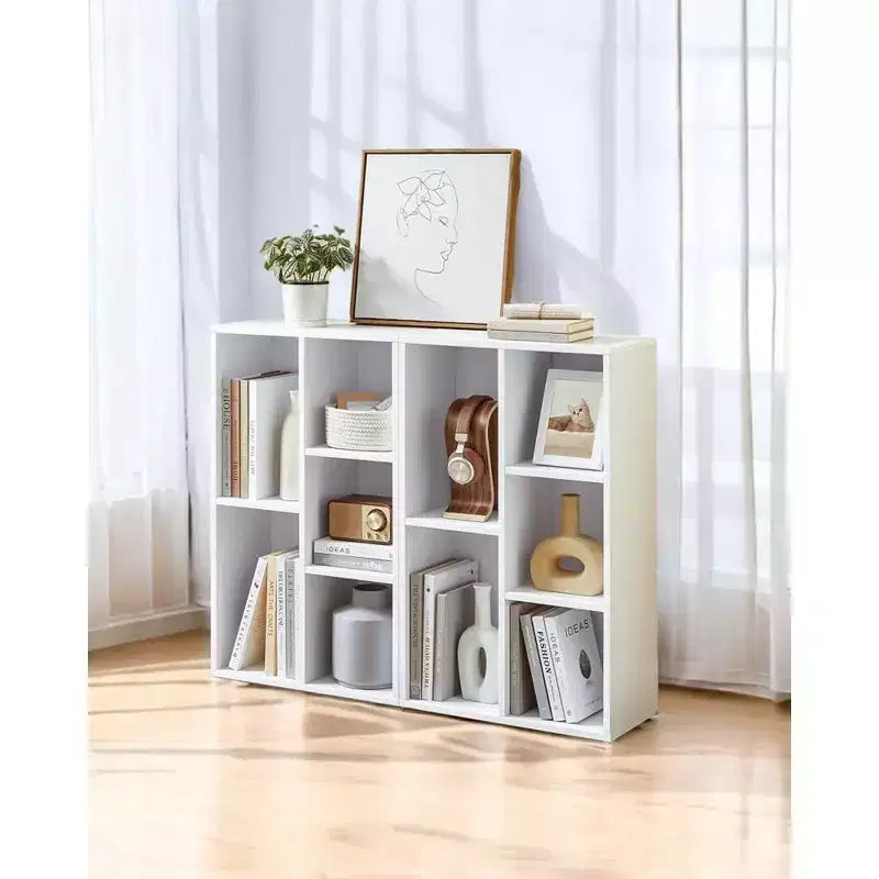 Bookcase with 5 Compartments, Freestanding Cube Organizer Display Shelf for Small Spaces, White