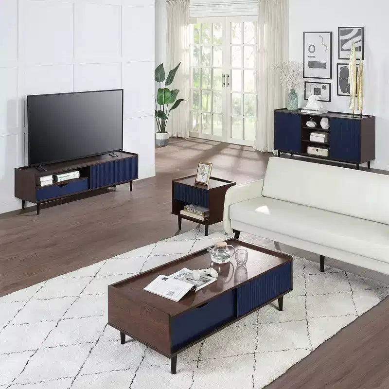 Modern Ribbed Nightstand with Drawer, Bedside Table for Bedroom