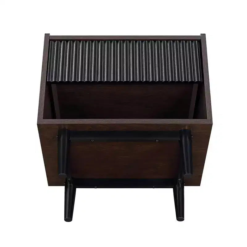 Modern Ribbed Nightstand with Drawer, Bedside Table for Bedroom