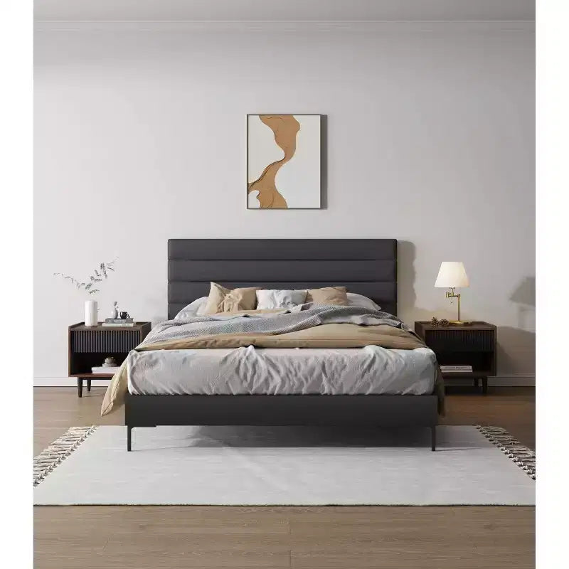 Modern Ribbed Nightstand with Drawer, Bedside Table for Bedroom