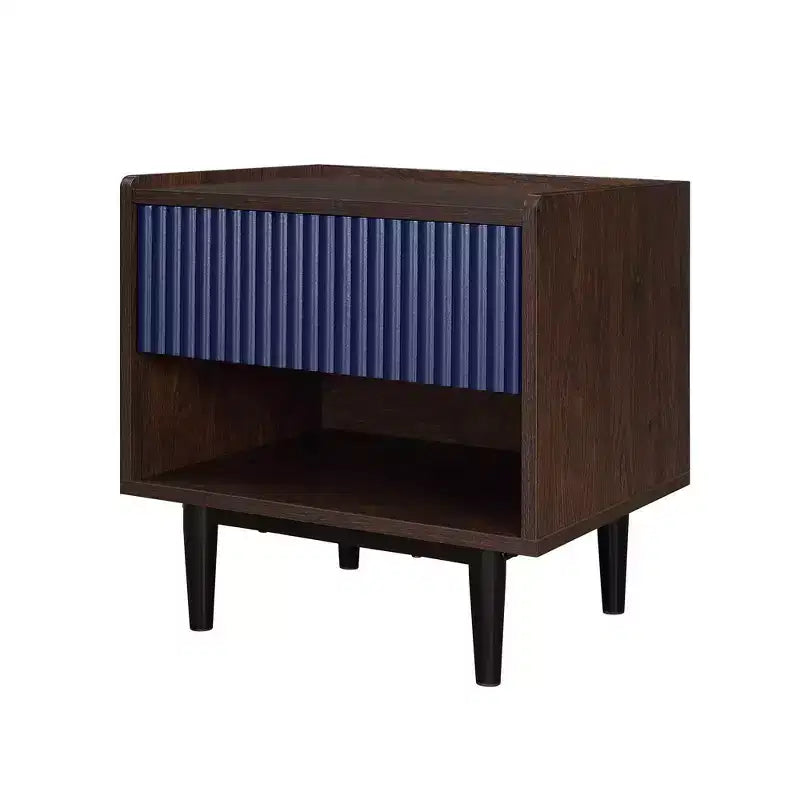 Modern Ribbed Nightstand with Drawer, Bedside Table for Bedroom