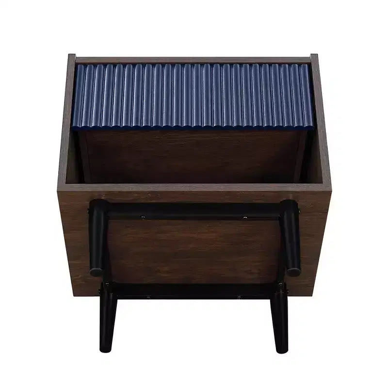 Modern Ribbed Nightstand with Drawer, Bedside Table for Bedroom