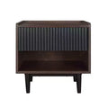 Modern Ribbed Nightstand with Drawer, Bedside Table for Bedroom