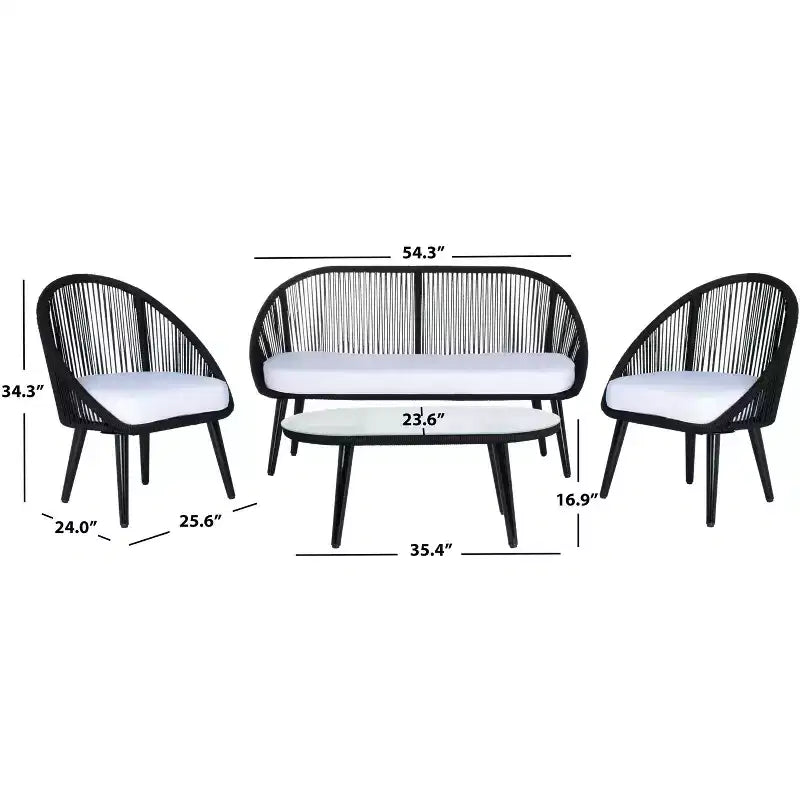 Ensemble de 4 pièces Halcott pour salon - Intérieur/Extérieur - PAT7526 - Safavieh