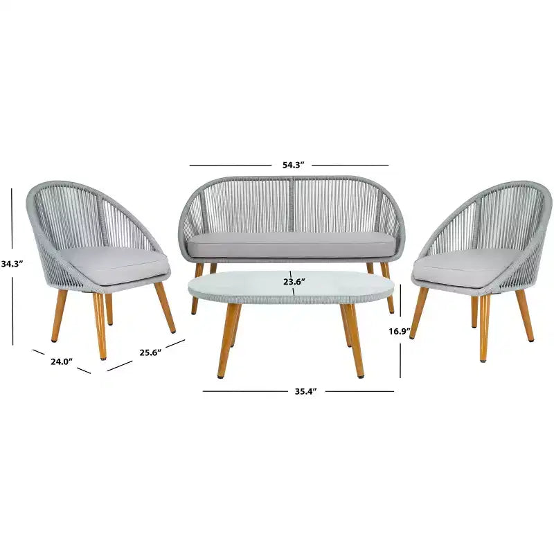 Ensemble de 4 pièces Halcott pour salon - Intérieur/Extérieur - PAT7526 - Safavieh