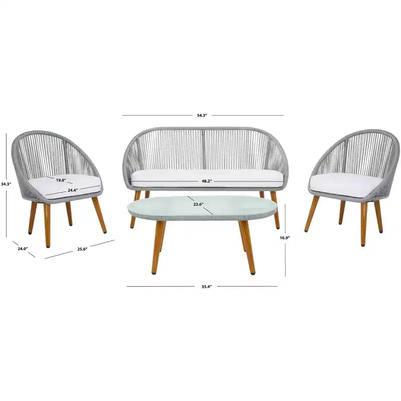 Ensemble de 4 pièces Halcott pour salon - Intérieur/Extérieur - PAT7526 - Safavieh