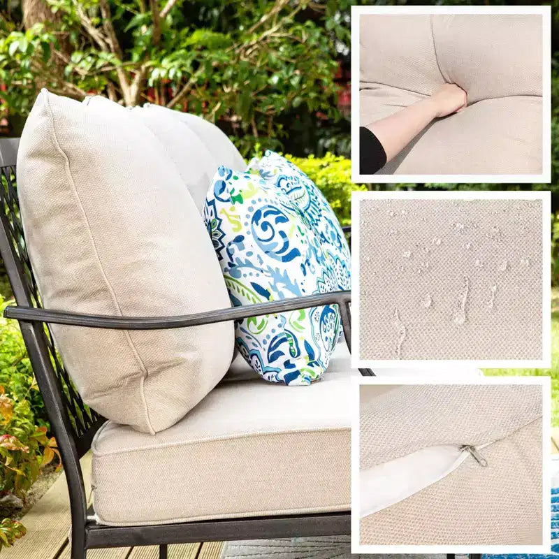 Captiva Designs Ensemble de conversation d'extérieur 5 pièces XL en métal avec fauteuils à bascule et poufs