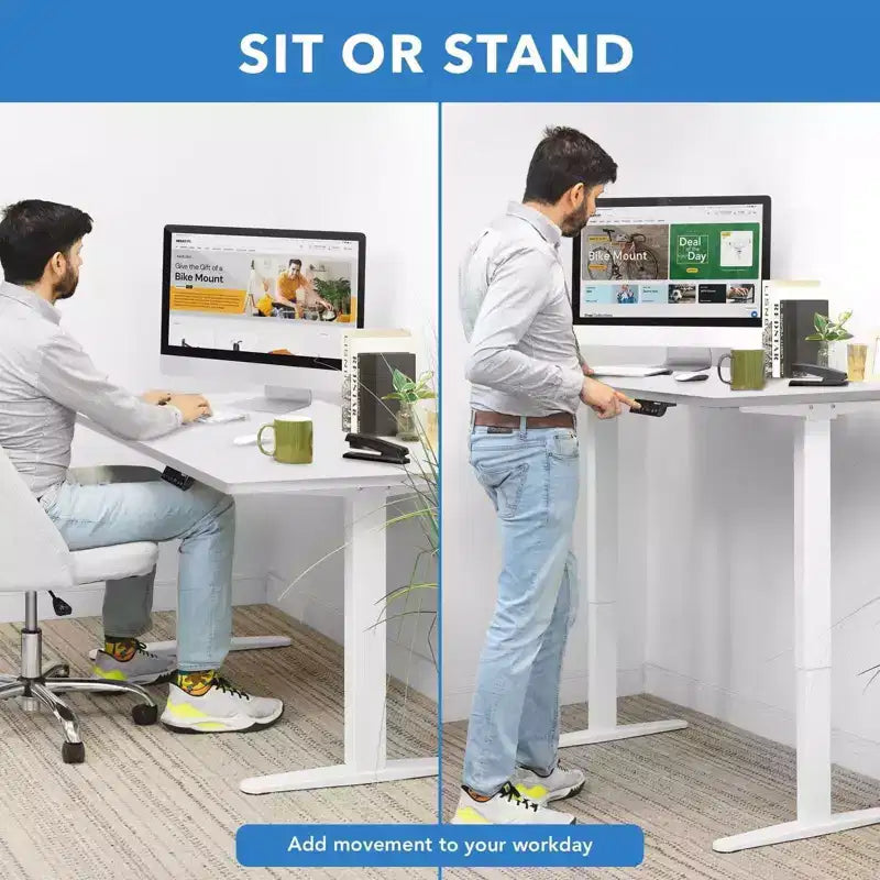 Dual Motor Electric Standing Desk with 48" Tabletop, Height Adjustable, White