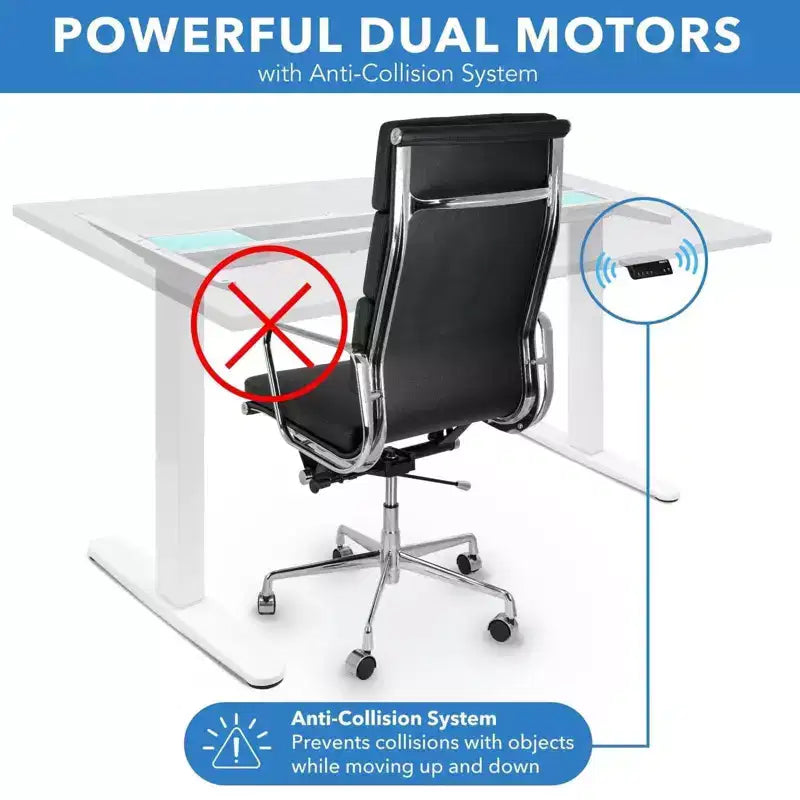 Dual Motor Electric Standing Desk with 48" Tabletop, Height Adjustable, White