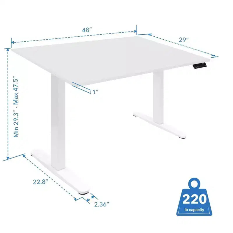 Dual Motor Electric Standing Desk with 48" Tabletop, Height Adjustable, White