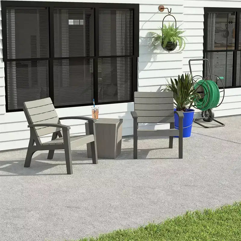Ensemble de conversation 3 pièces COSCO Jetson avec table basse et 2 fauteuils, gris/noir