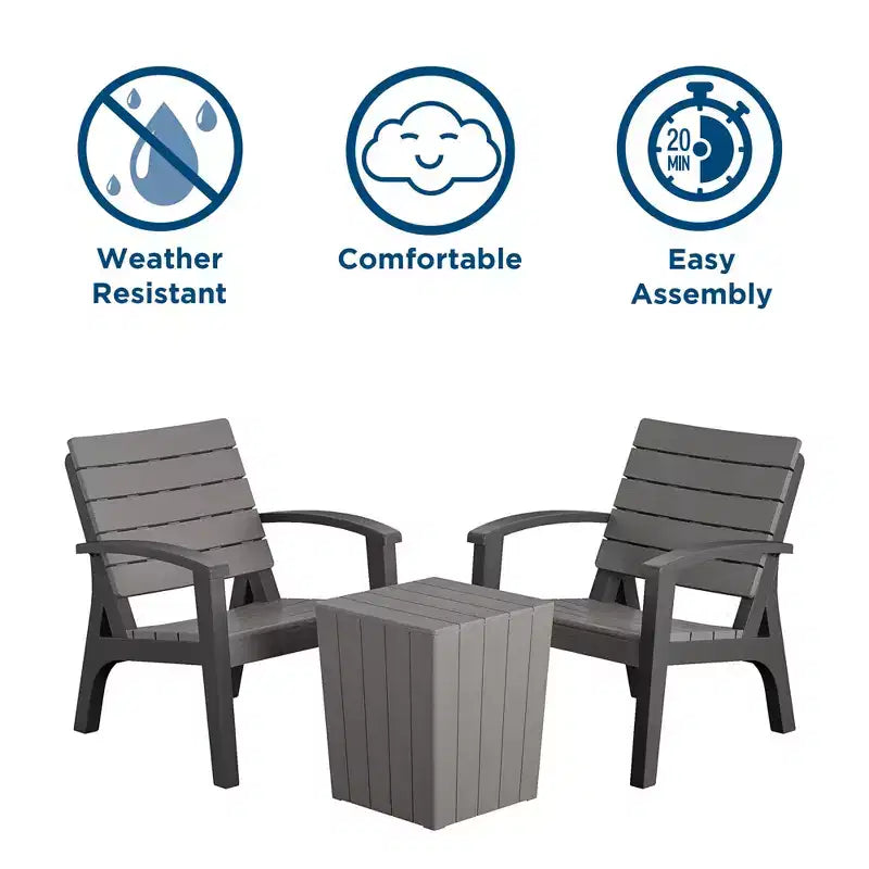 Ensemble de conversation 3 pièces COSCO Jetson avec table basse et 2 fauteuils, gris/noir