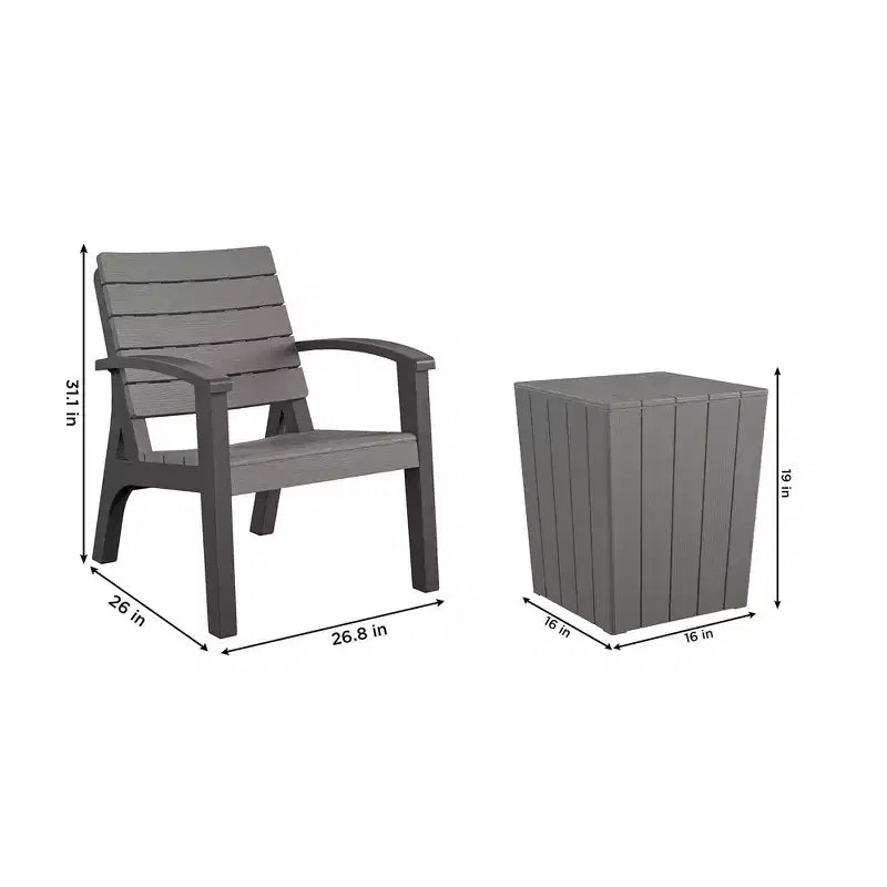 Ensemble de conversation 3 pièces COSCO Jetson avec table basse et 2 fauteuils, gris/noir
