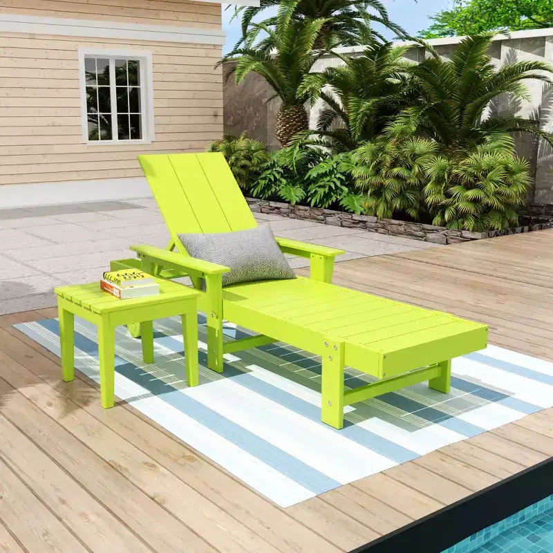 WestinTrends Ashore Chaise longue moderne inclinable avec table d'appoint, ensemble 2 pièces