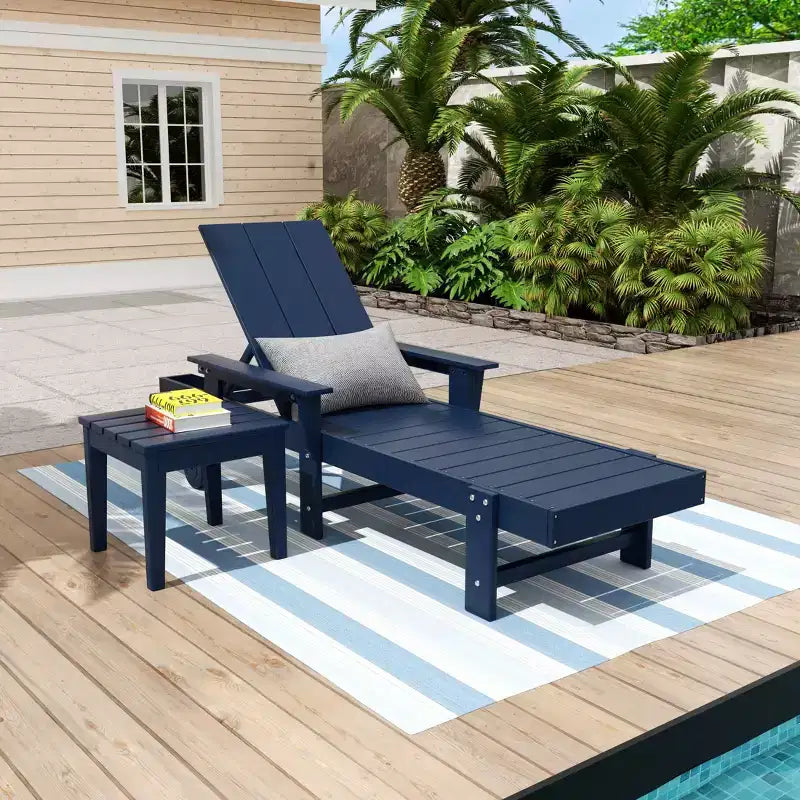 WestinTrends Ashore Chaise longue moderne inclinable avec table d'appoint, ensemble 2 pièces