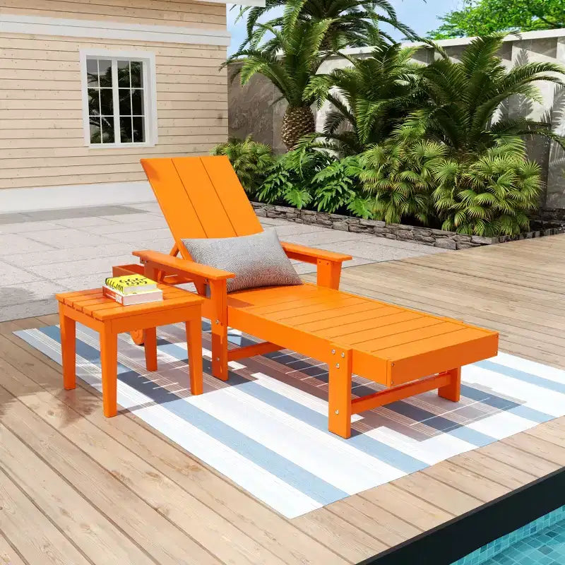 WestinTrends Ashore Chaise longue moderne inclinable avec table d'appoint, ensemble 2 pièces