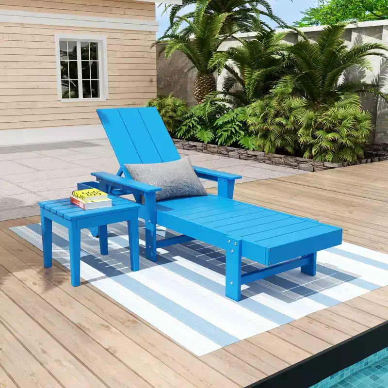 WestinTrends Ashore Chaise longue moderne inclinable avec table d'appoint, ensemble 2 pièces