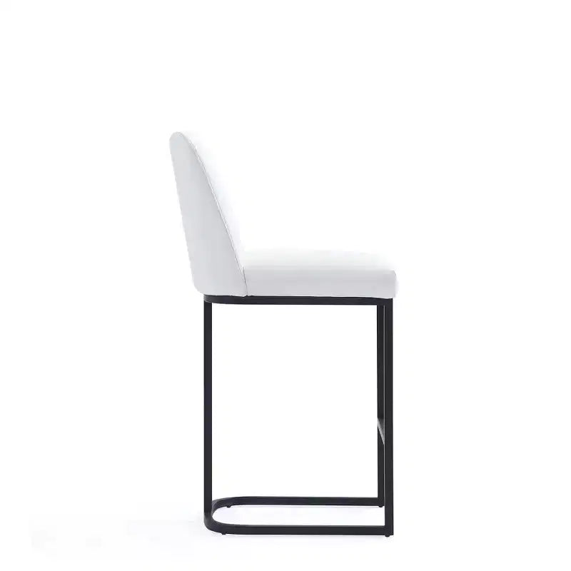 Leatherette Upholstered Metal Counter Height Barstool, Modern Kitchen or Bar Stool