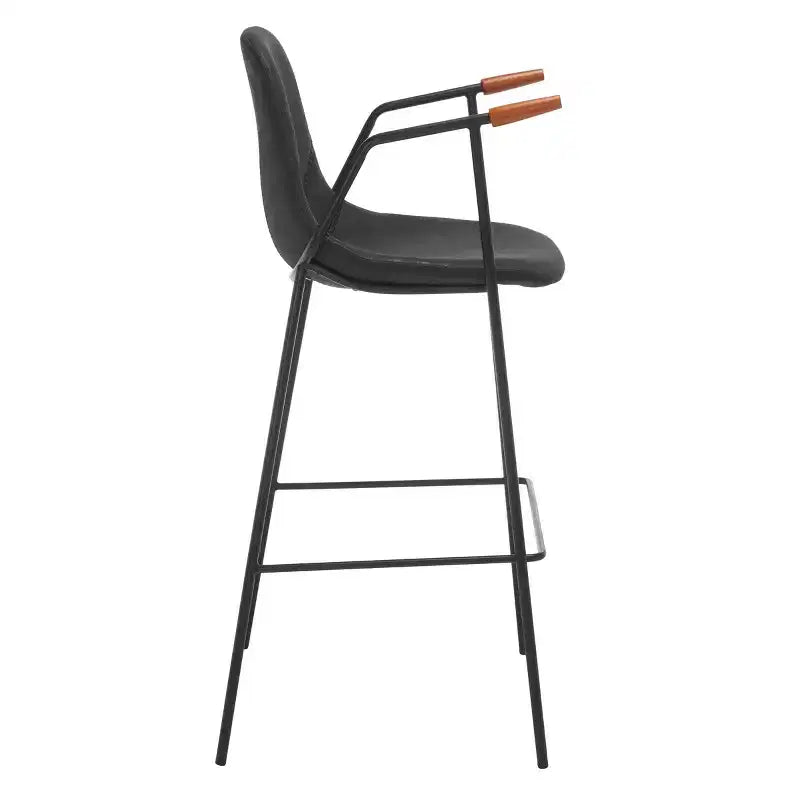 Mid-Century Modern Barstool, Upholstered Seat with Wood Legs, Kitchen or Bar Height