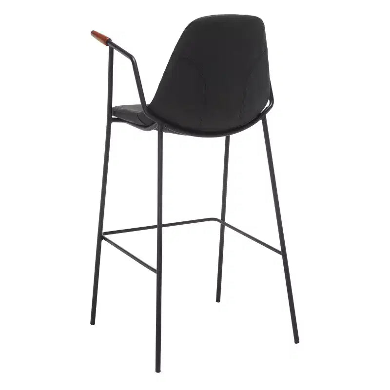 Mid-Century Modern Barstool, Upholstered Seat with Wood Legs, Kitchen or Bar Height