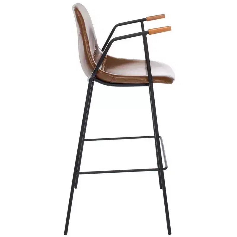 Mid-Century Modern Barstool, Upholstered Seat with Wood Legs, Kitchen or Bar Height
