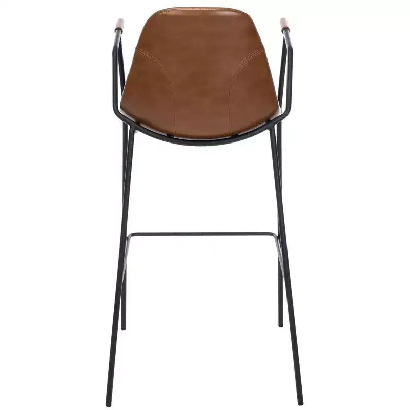 Mid-Century Modern Barstool, Upholstered Seat with Wood Legs, Kitchen or Bar Height