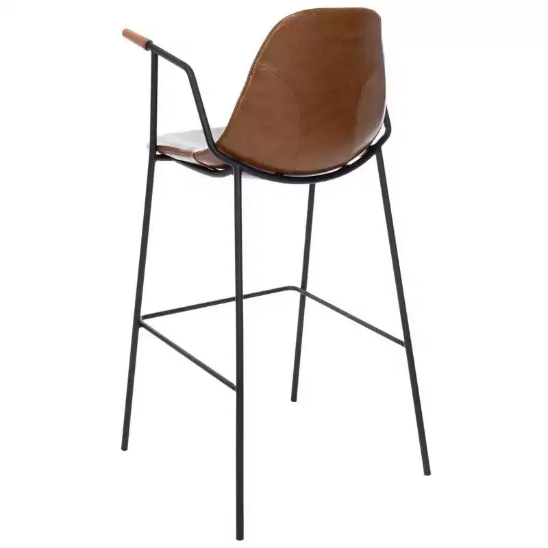 Mid-Century Modern Barstool, Upholstered Seat with Wood Legs, Kitchen or Bar Height