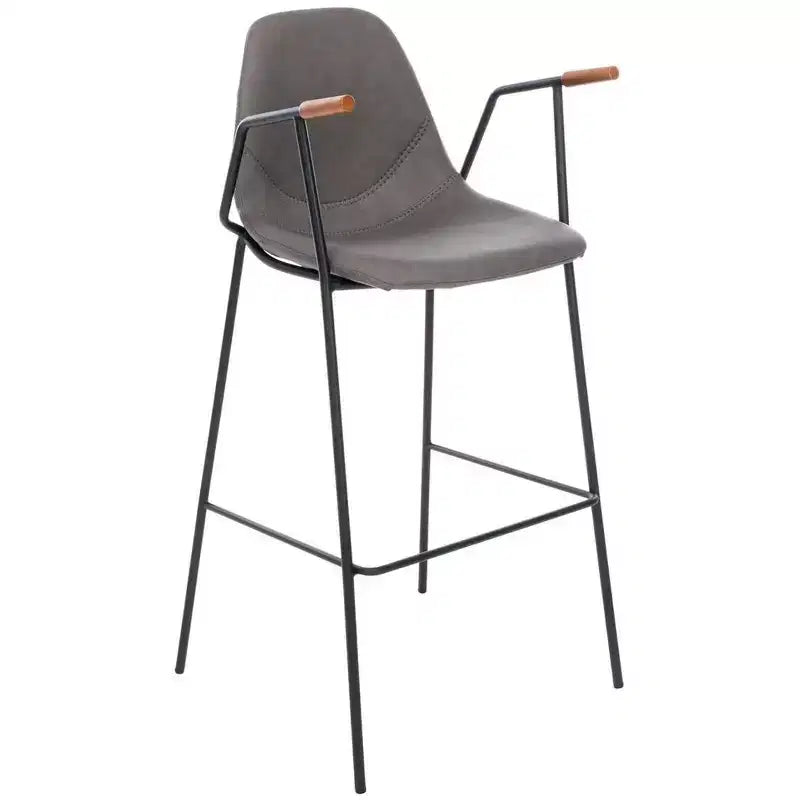 Mid-Century Modern Barstool, Upholstered Seat with Wood Legs, Kitchen or Bar Height