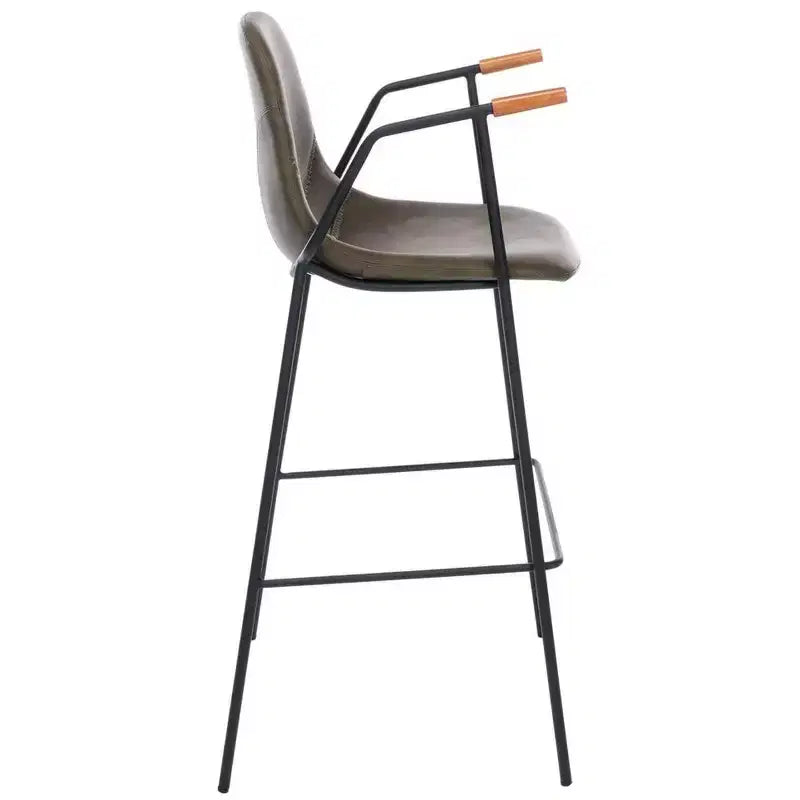 Mid-Century Modern Barstool, Upholstered Seat with Wood Legs, Kitchen or Bar Height