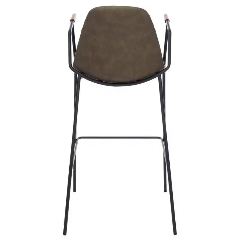 Mid-Century Modern Barstool, Upholstered Seat with Wood Legs, Kitchen or Bar Height